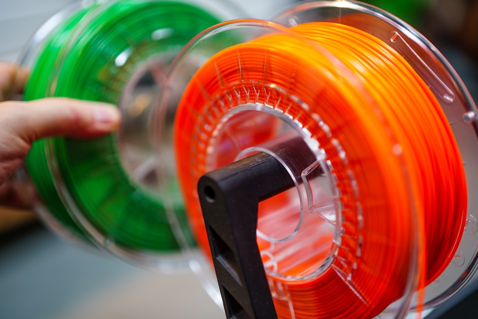 Spools of 3D printing filament